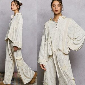 POL “ Soft Edit Set “ Patchwork Cotton Lounge Set | Ivory